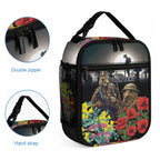 Kangaroo-Kiwi Soldier ANZAC Personalised Lunch Bag Golden Wattle Poppy Flowers