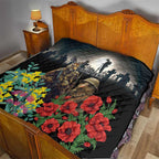 Kangaroo-Kiwi Soldier ANZAC Personalised Quilt Golden Wattle Poppy Flowers