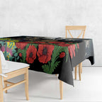 Kangaroo-Kiwi Soldier ANZAC Personalised Tablecloth Golden Wattle Poppy Flowers
