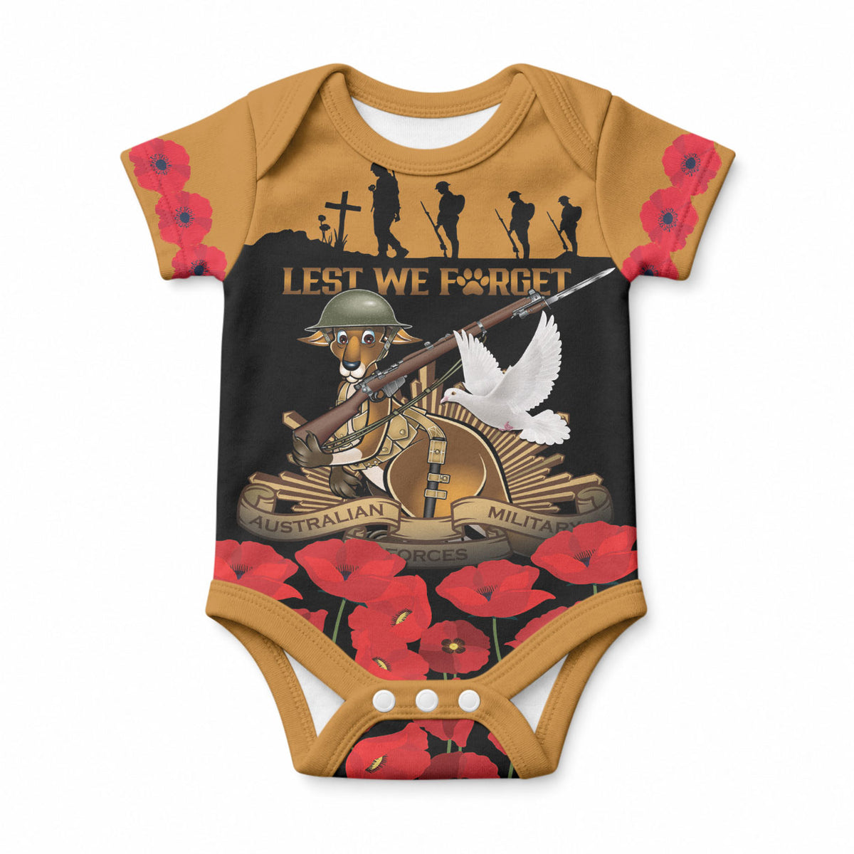Australia ANZAC Day Personalised Baby Onesie Honouring The Animals That Served