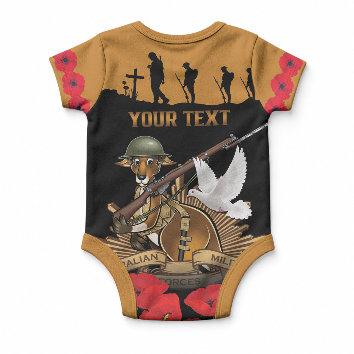 Australia ANZAC Day Personalised Baby Onesie Honouring The Animals That Served