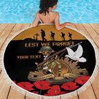 Australia ANZAC Day Personalised Beach Blanket Honouring The Animals That Served