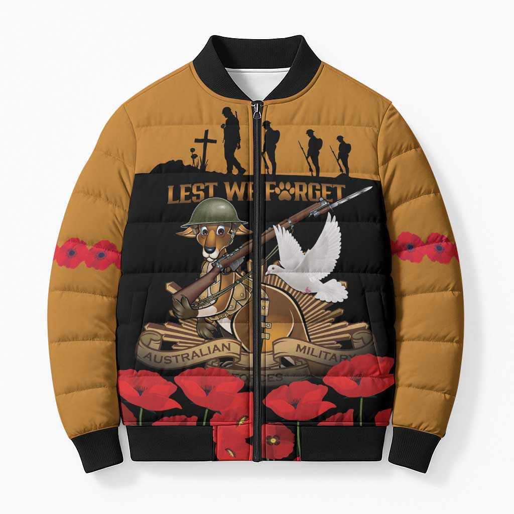 Australia ANZAC Day Personalised Bomber Puffer Jacket Honouring The Animals That Served