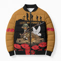 Australia ANZAC Day Personalised Bomber Puffer Jacket Honouring The Animals That Served