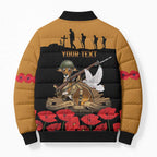 Australia ANZAC Day Personalised Bomber Puffer Jacket Honouring The Animals That Served
