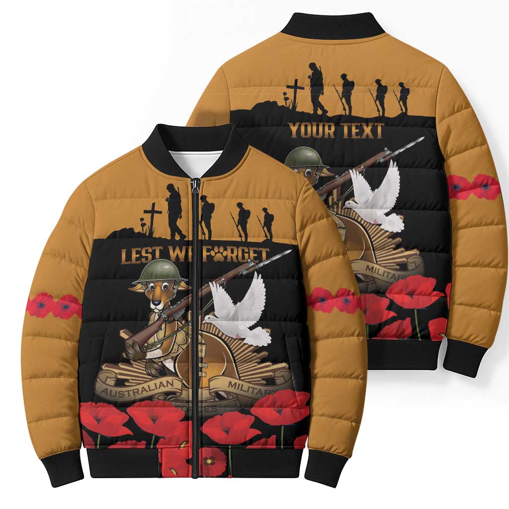 Australia ANZAC Day Personalised Bomber Puffer Jacket Honouring The Animals That Served