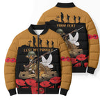 Australia ANZAC Day Personalised Bomber Puffer Jacket Honouring The Animals That Served