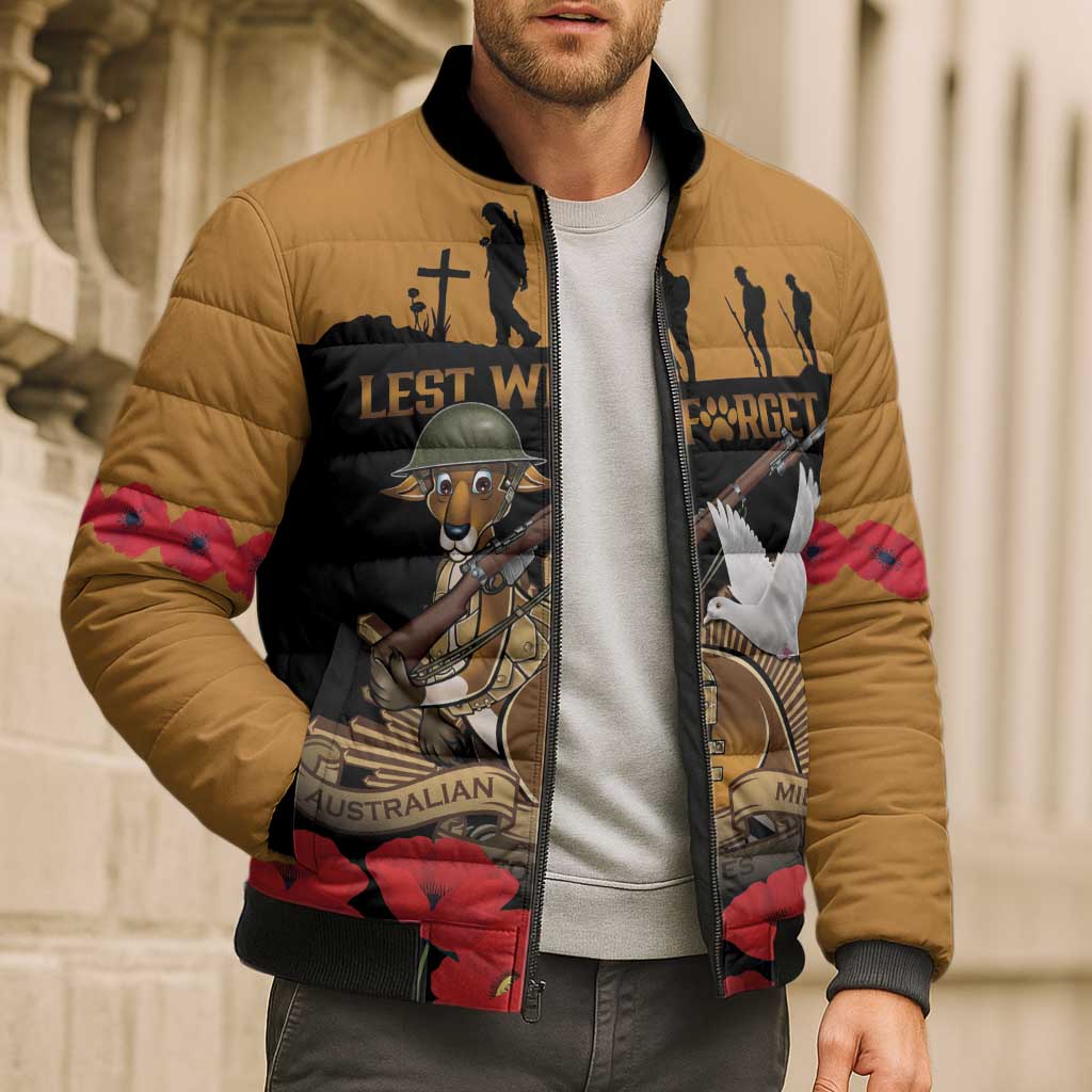 Australia ANZAC Day Personalised Bomber Puffer Jacket Honouring The Animals That Served