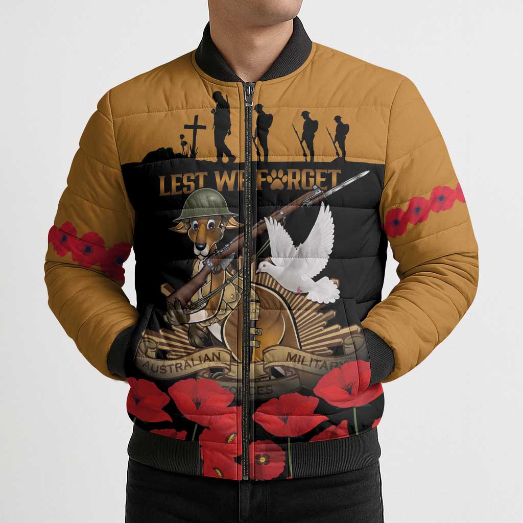Australia ANZAC Day Personalised Bomber Puffer Jacket Honouring The Animals That Served
