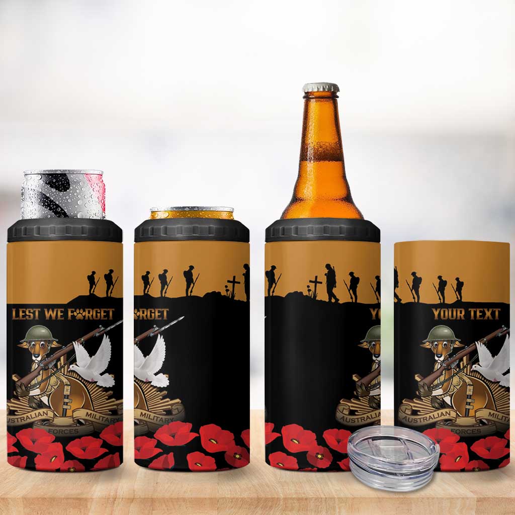 Australia ANZAC Day Personalised 4 in 1 Can Cooler Tumbler Honouring The Animals That Served