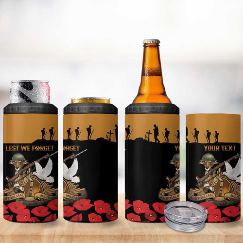 Australia ANZAC Day Personalised 4 in 1 Can Cooler Tumbler Honouring The Animals That Served