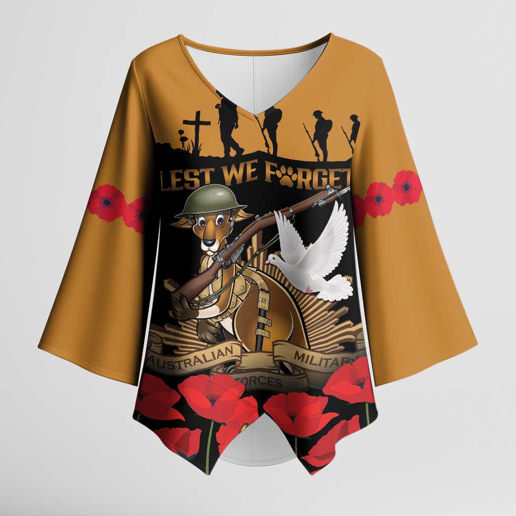 Australia ANZAC Day Personalised Kimono Sleeve Blouse Honouring The Animals That Served