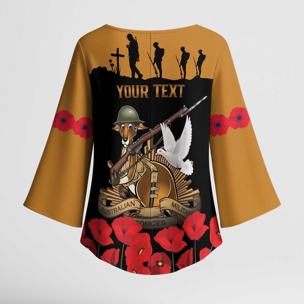 Australia ANZAC Day Personalised Kimono Sleeve Blouse Honouring The Animals That Served