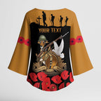 Australia ANZAC Day Personalised Kimono Sleeve Blouse Honouring The Animals That Served