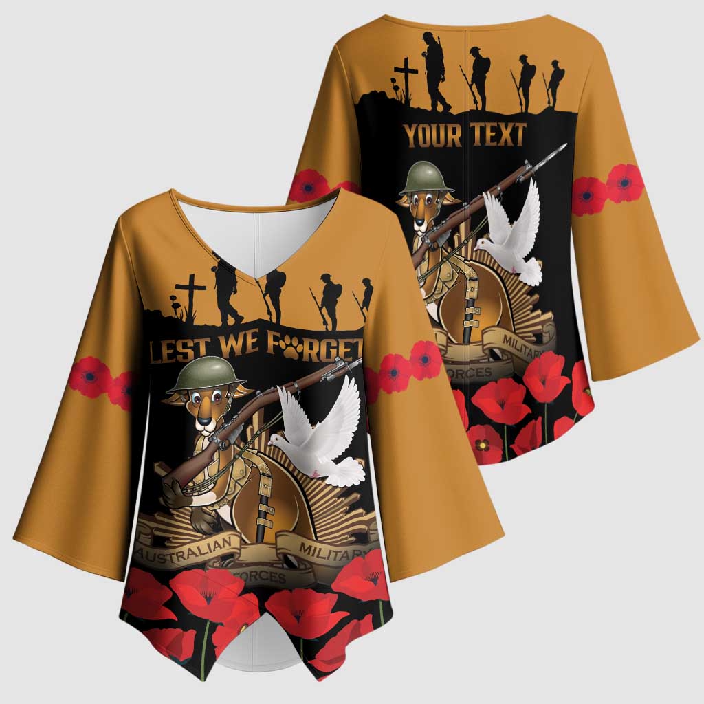 Australia ANZAC Day Personalised Kimono Sleeve Blouse Honouring The Animals That Served