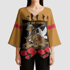 Australia ANZAC Day Personalised Kimono Sleeve Blouse Honouring The Animals That Served