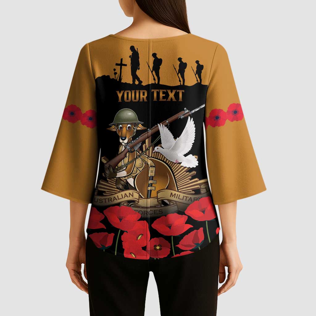 Australia ANZAC Day Personalised Kimono Sleeve Blouse Honouring The Animals That Served