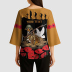 Australia ANZAC Day Personalised Kimono Sleeve Blouse Honouring The Animals That Served