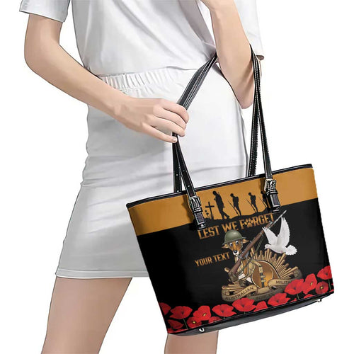 Australia ANZAC Day Personalised Leather Tote Bag Honouring The Animals That Served