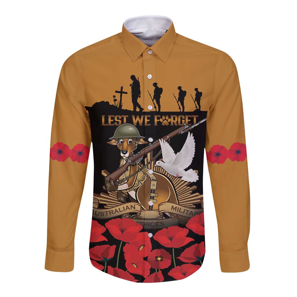 Australia ANZAC Day Personalised Long Sleeve Button Shirt Honouring The Animals That Served