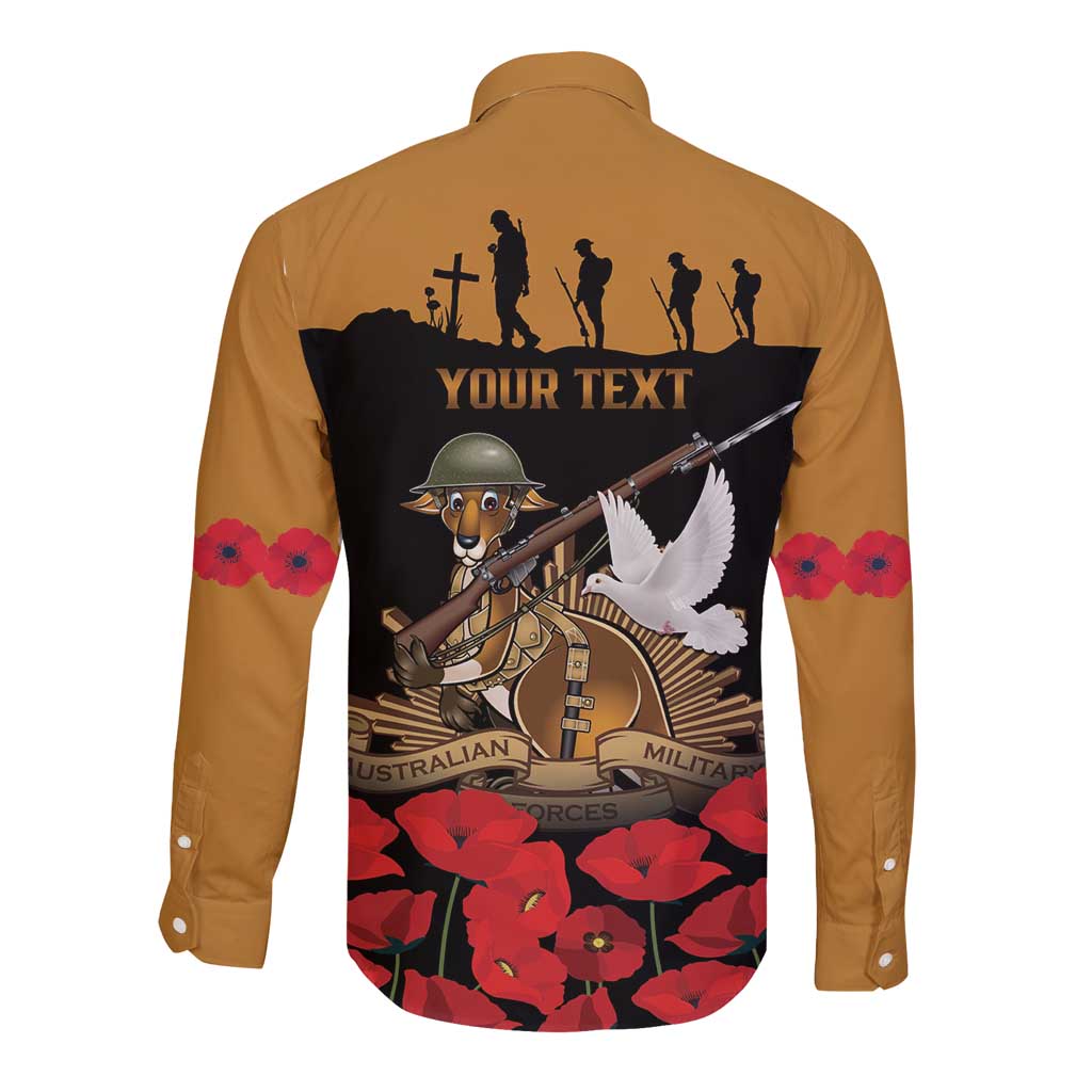 Australia ANZAC Day Personalised Long Sleeve Button Shirt Honouring The Animals That Served