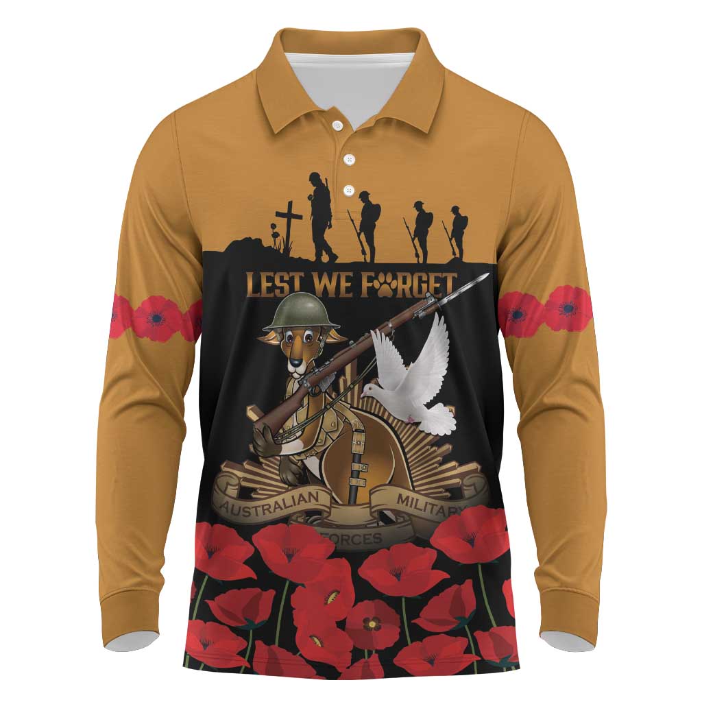 Australia ANZAC Day Personalised Long Sleeve Polo Shirt Honouring The Animals That Served