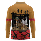 Australia ANZAC Day Personalised Long Sleeve Polo Shirt Honouring The Animals That Served