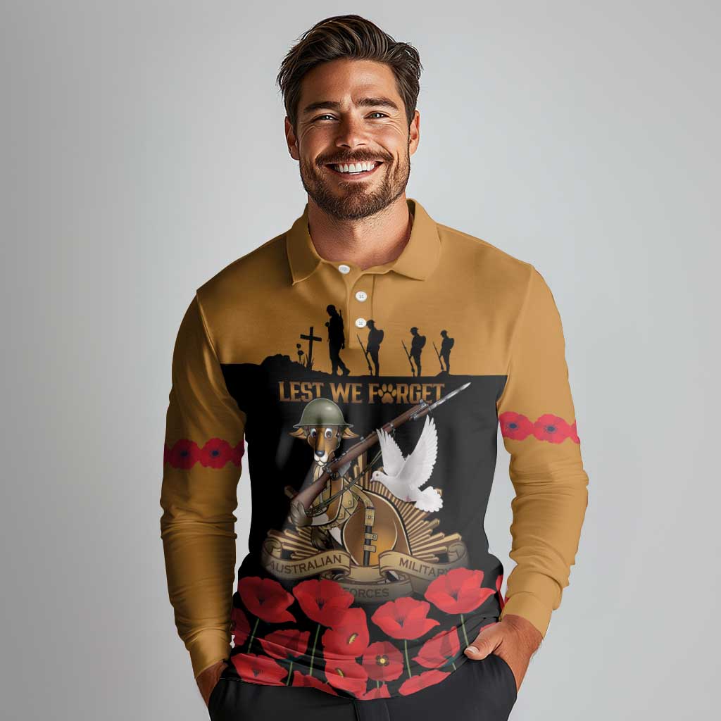 Australia ANZAC Day Personalised Long Sleeve Polo Shirt Honouring The Animals That Served