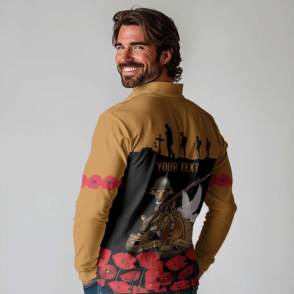 Australia ANZAC Day Personalised Long Sleeve Polo Shirt Honouring The Animals That Served