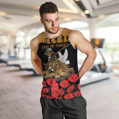 Australia ANZAC Day Personalised Men Tank Top Honouring The Animals That Served