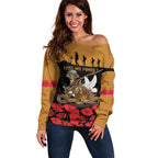 Australia ANZAC Day Personalised Off Shoulder Sweater Honouring The Animals That Served