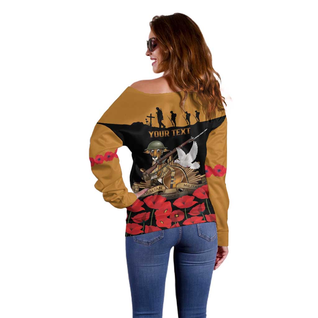 Australia ANZAC Day Personalised Off Shoulder Sweater Honouring The Animals That Served