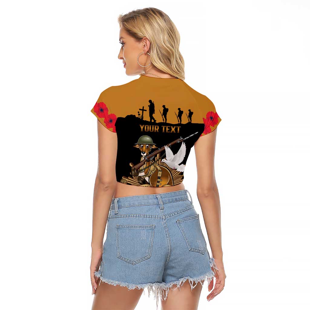 Australia ANZAC Day Personalised Raglan Cropped T Shirt Honouring The Animals That Served