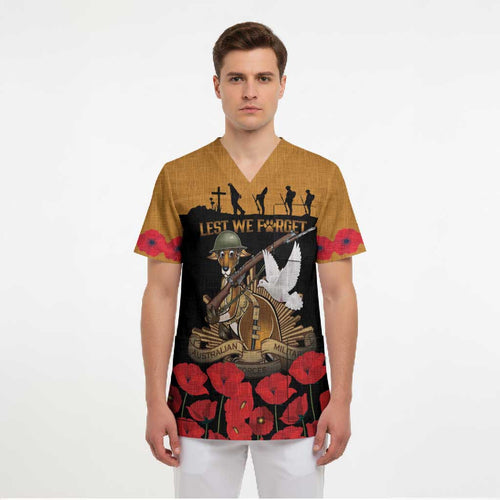 Australia ANZAC Day Personalised Scrub Top Honouring The Animals That Served