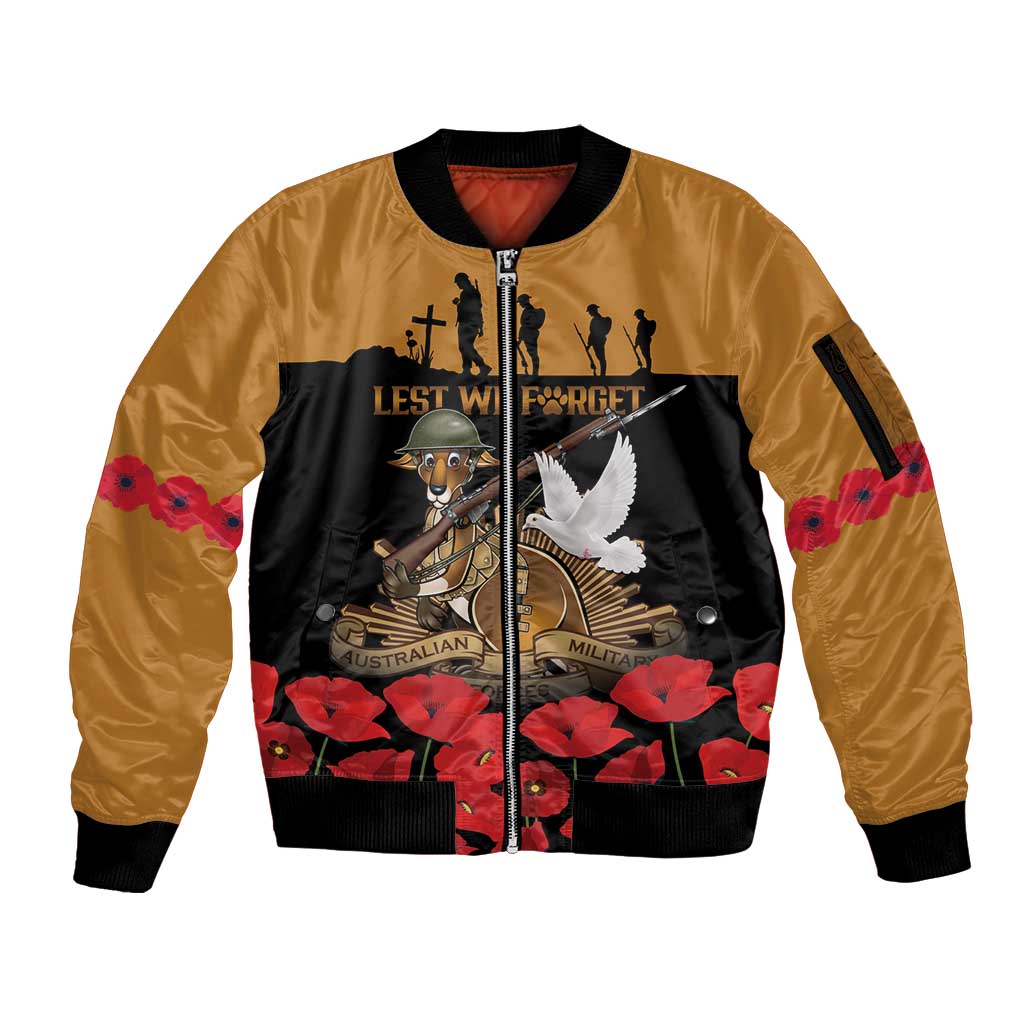 Australia ANZAC Day Personalised Sleeve Zip Bomber Jacket Honouring The Animals That Served