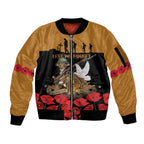 Australia ANZAC Day Personalised Sleeve Zip Bomber Jacket Honouring The Animals That Served