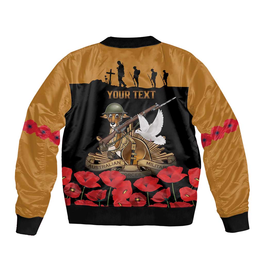Australia ANZAC Day Personalised Sleeve Zip Bomber Jacket Honouring The Animals That Served