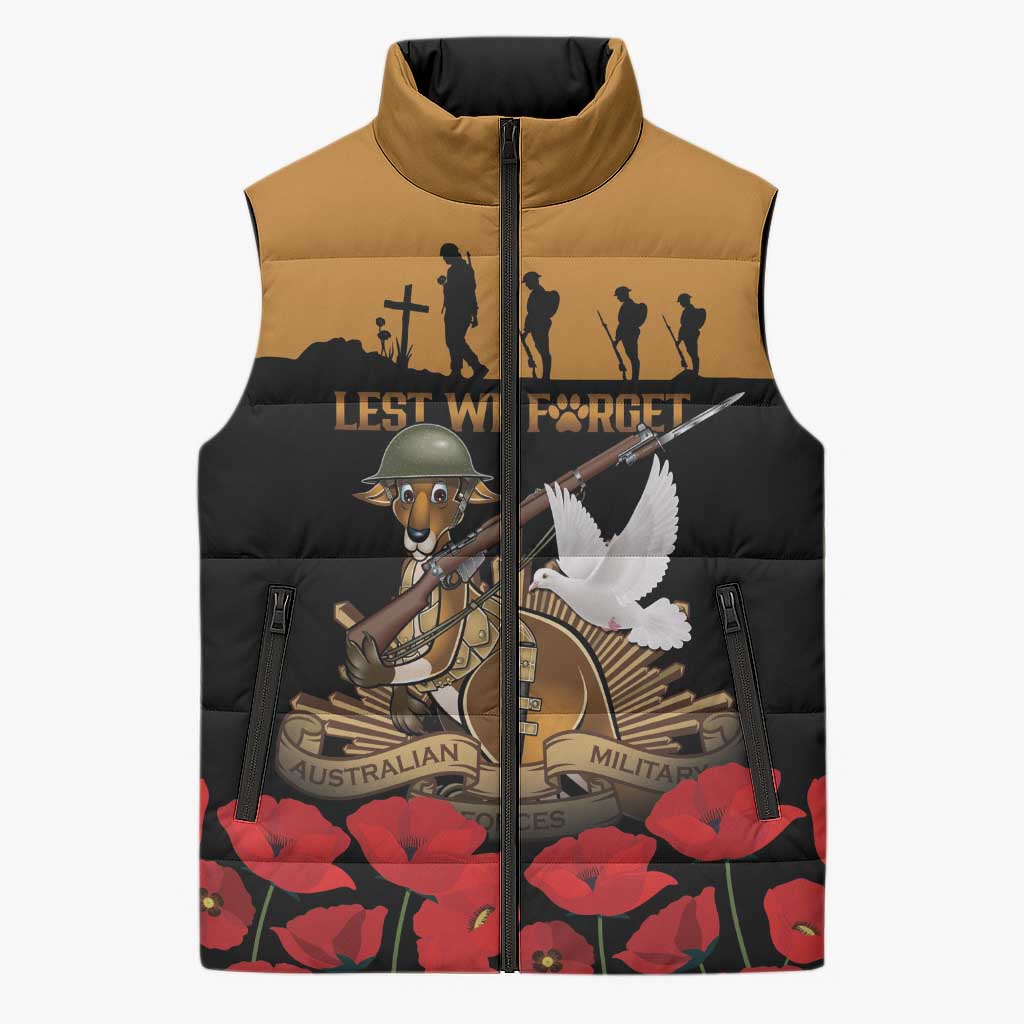 Australia ANZAC Day Personalised Sleeveless Puffer Jacket Honouring The Animals That Served