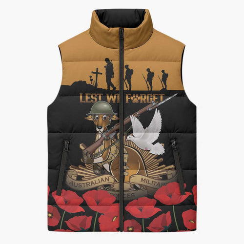 Australia ANZAC Day Personalised Sleeveless Puffer Jacket Honouring The Animals That Served