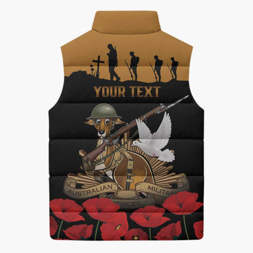 Australia ANZAC Day Personalised Sleeveless Puffer Jacket Honouring The Animals That Served