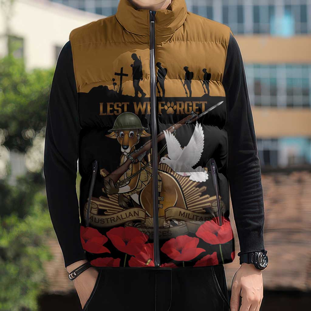 Australia ANZAC Day Personalised Sleeveless Puffer Jacket Honouring The Animals That Served