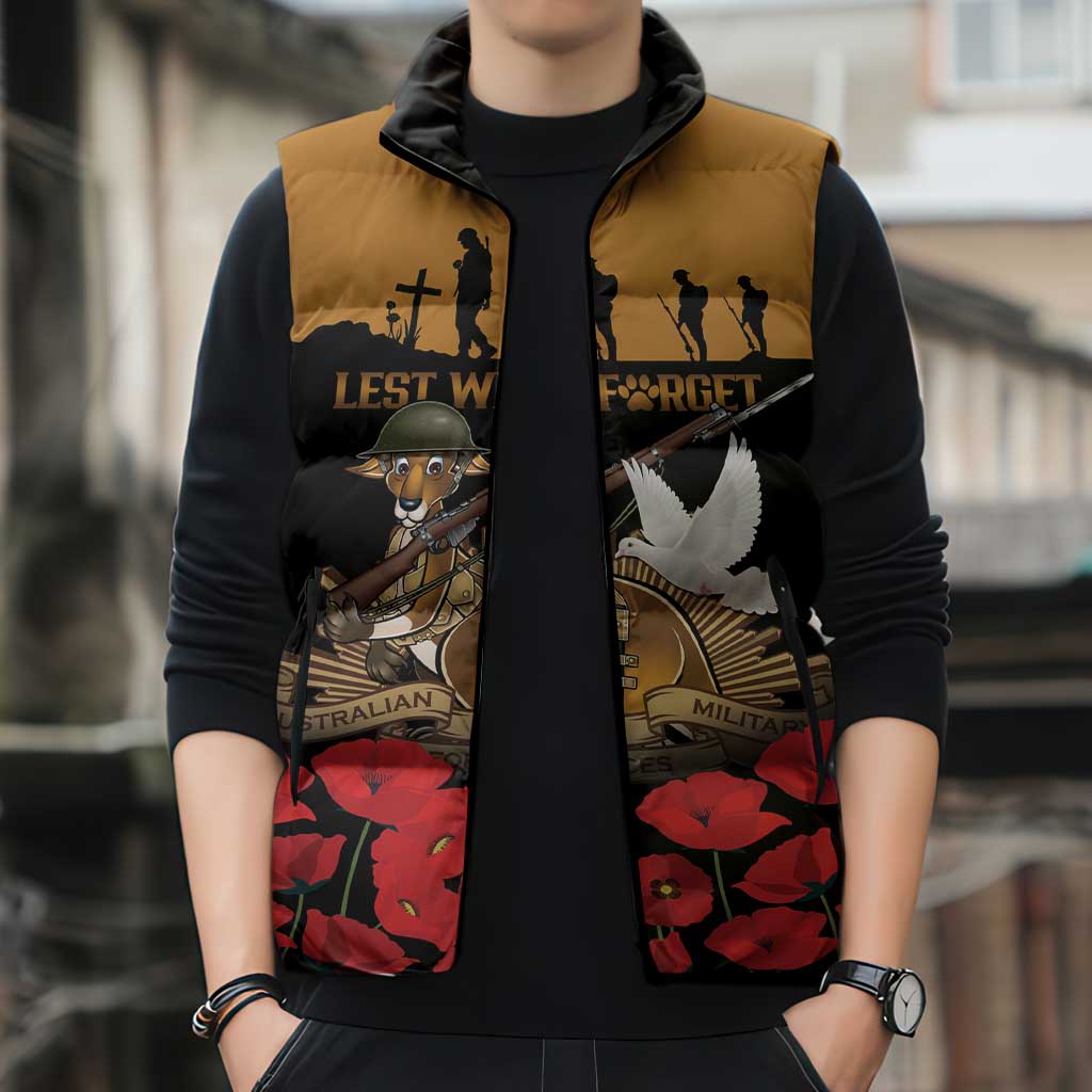Australia ANZAC Day Personalised Sleeveless Puffer Jacket Honouring The Animals That Served
