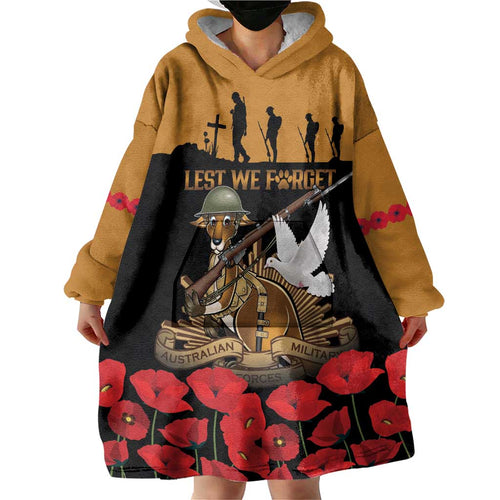 Australia ANZAC Day Personalised Wearable Blanket Hoodie Honouring The Animals That Served