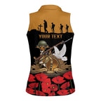 Australia ANZAC Day Personalised Women Sleeveless Polo Shirt Honouring The Animals That Served