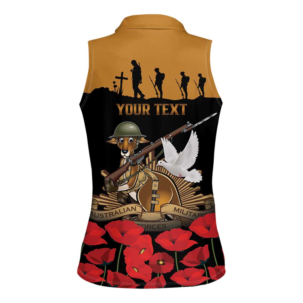 Australia ANZAC Day Personalised Women Sleeveless Polo Shirt Honouring The Animals That Served