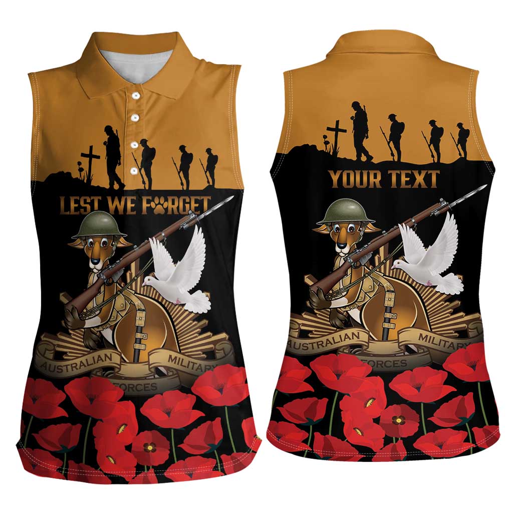 Australia ANZAC Day Personalised Women Sleeveless Polo Shirt Honouring The Animals That Served