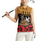 Australia ANZAC Day Personalised Women Sleeveless Polo Shirt Honouring The Animals That Served