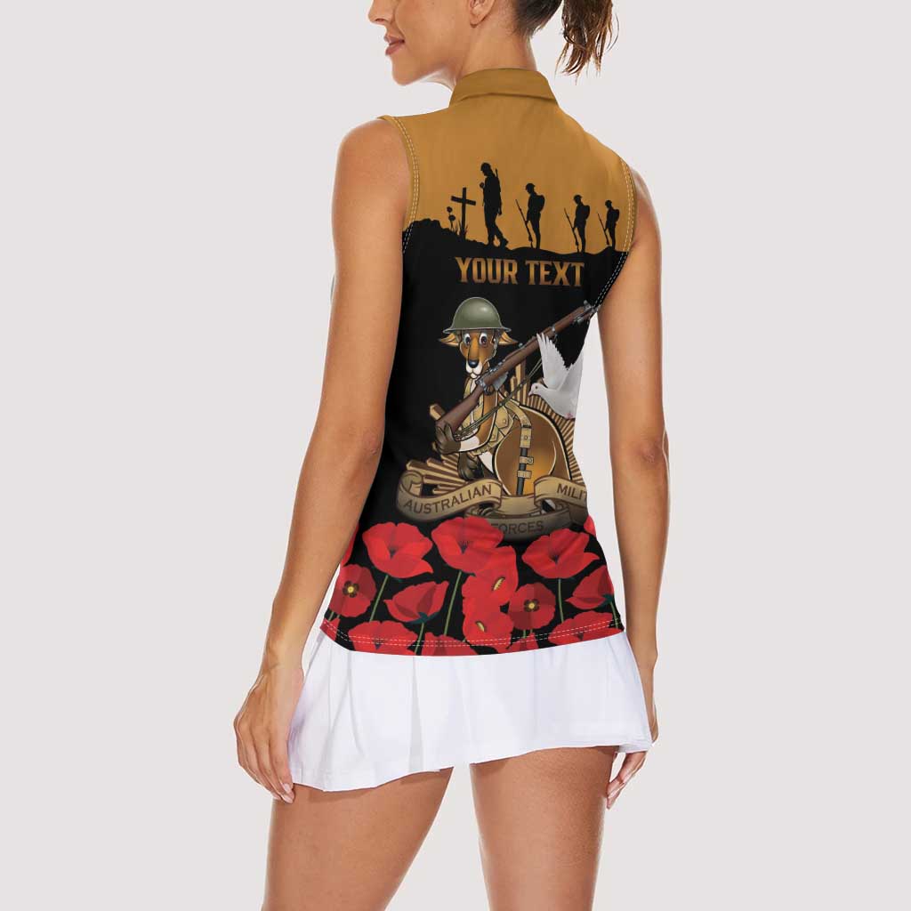 Australia ANZAC Day Personalised Women Sleeveless Polo Shirt Honouring The Animals That Served