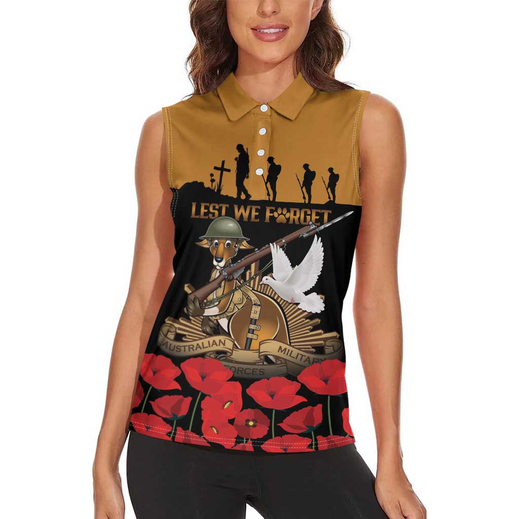 Australia ANZAC Day Personalised Women Sleeveless Polo Shirt Honouring The Animals That Served