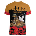 Australia ANZAC Day Personalised Women V-Neck T-Shirt Honouring The Animals That Served